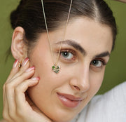 Gold birthstone necklace for mom with custom gemstone charm and dainty chain